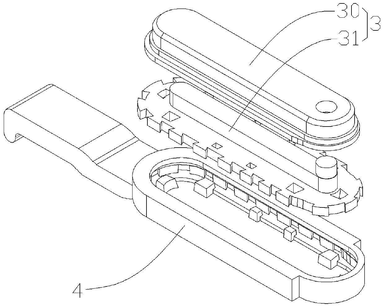 Rubber coating structure and button with rubber coating structure