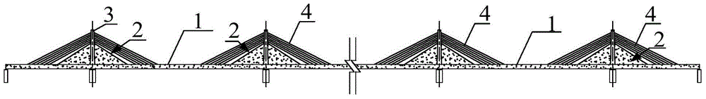Partial cable-stayed bridge with fish-back structure