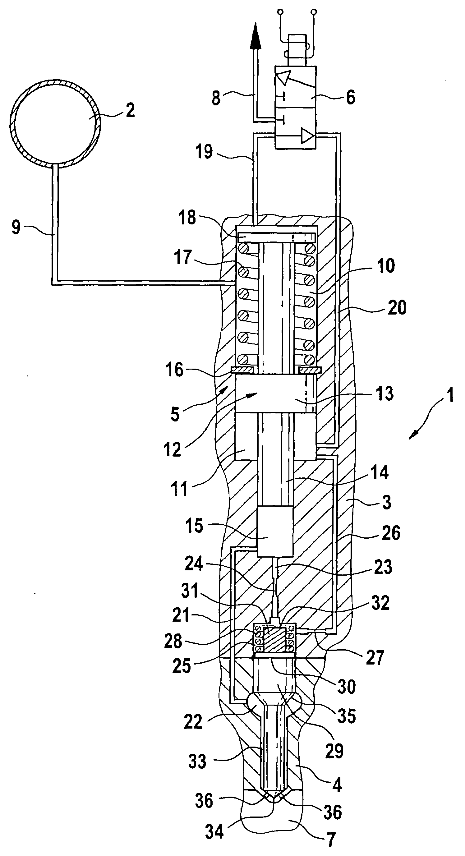 Device for damping the needle lift in fuel injectors