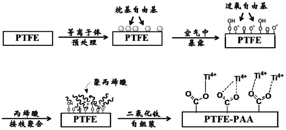 Hydrophilic modification method for polytetrafluoroethylene membrane