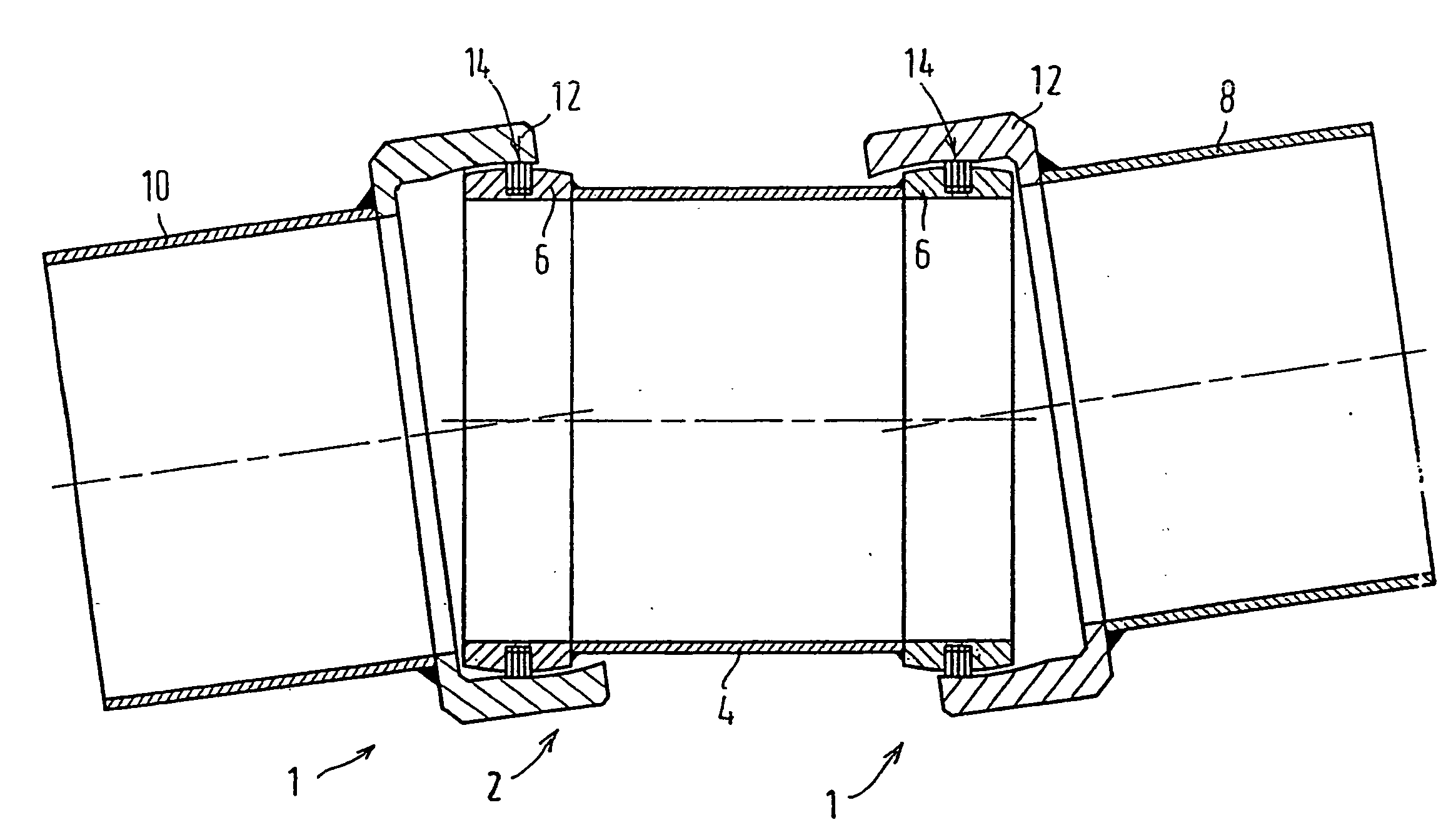 Axial and Radial Play and Angle Compensation of a Tolerating Pipe Connection
