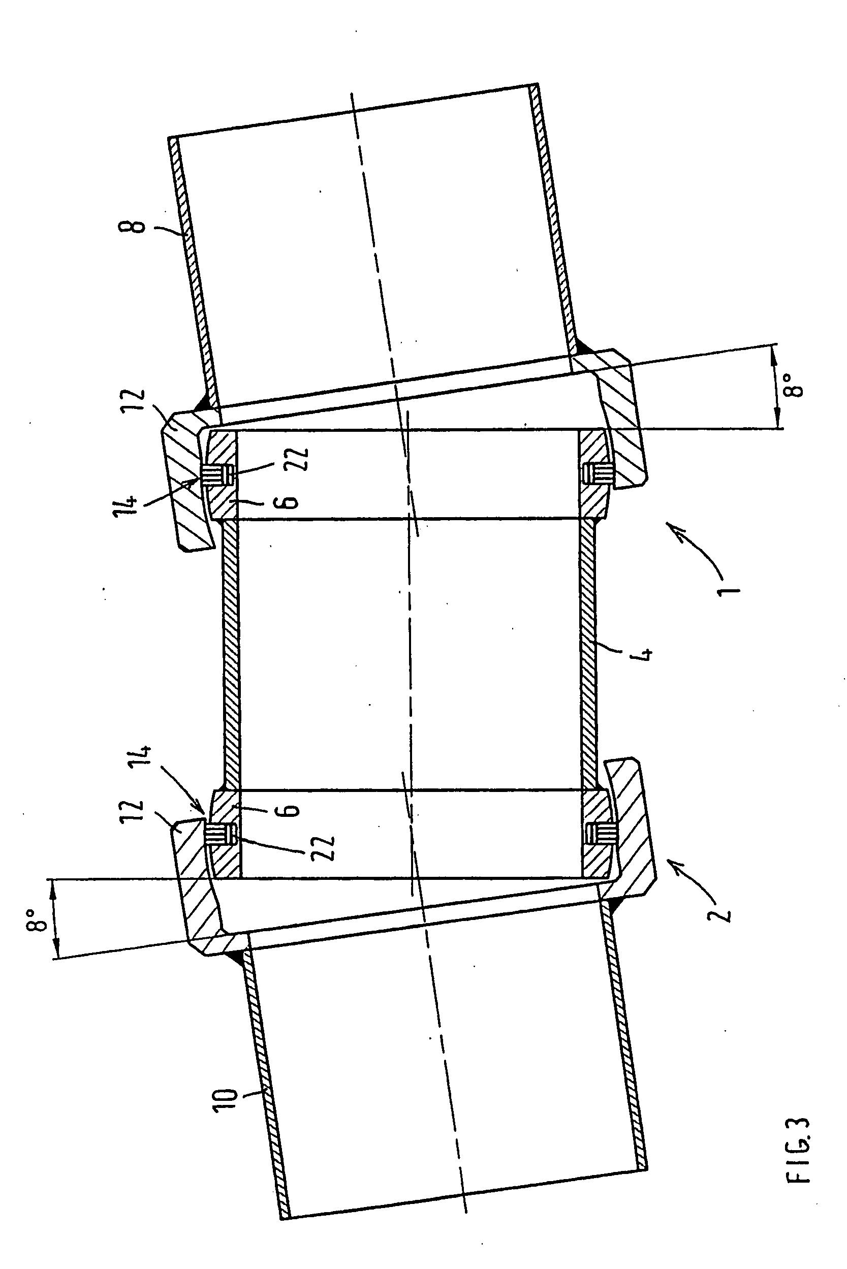 Axial and Radial Play and Angle Compensation of a Tolerating Pipe Connection