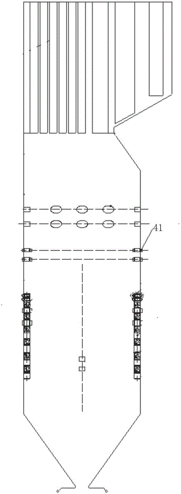 Oscillating one-way wall-attached secondary air device of pulverized coal fired boiler and pulverized coal fired boiler