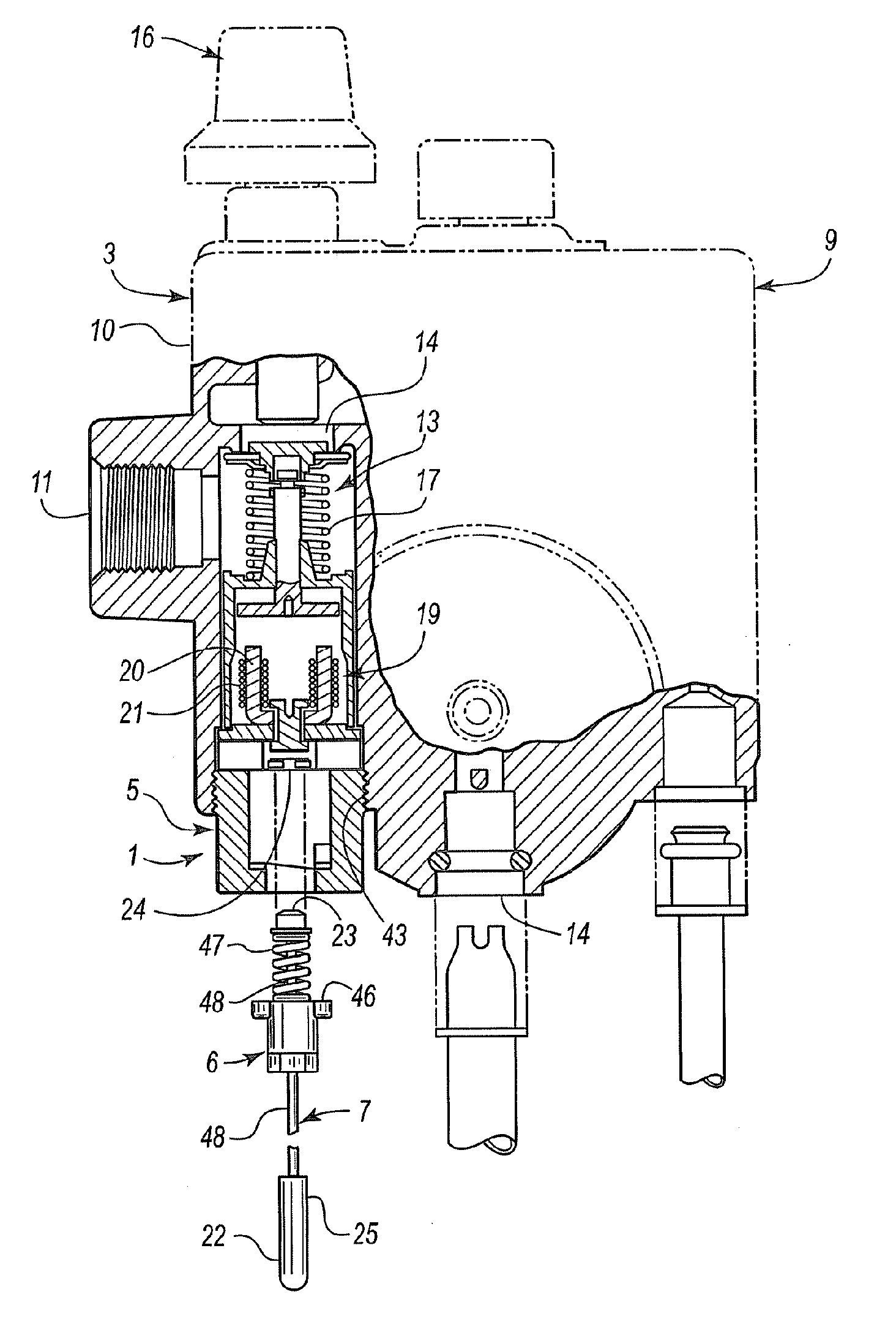 Quick connect thermocouple mounting device and associated method of use