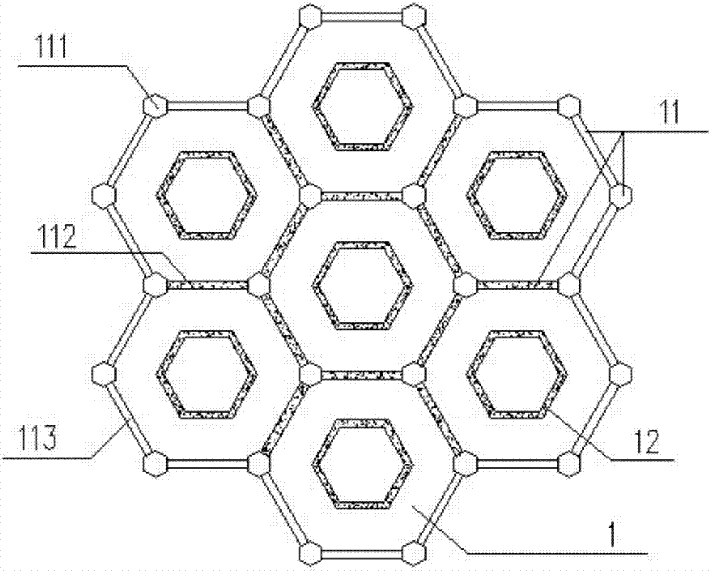 Super high-rise tower structure system of hexagonal barrels arranged in honeycomb-shaped cluster