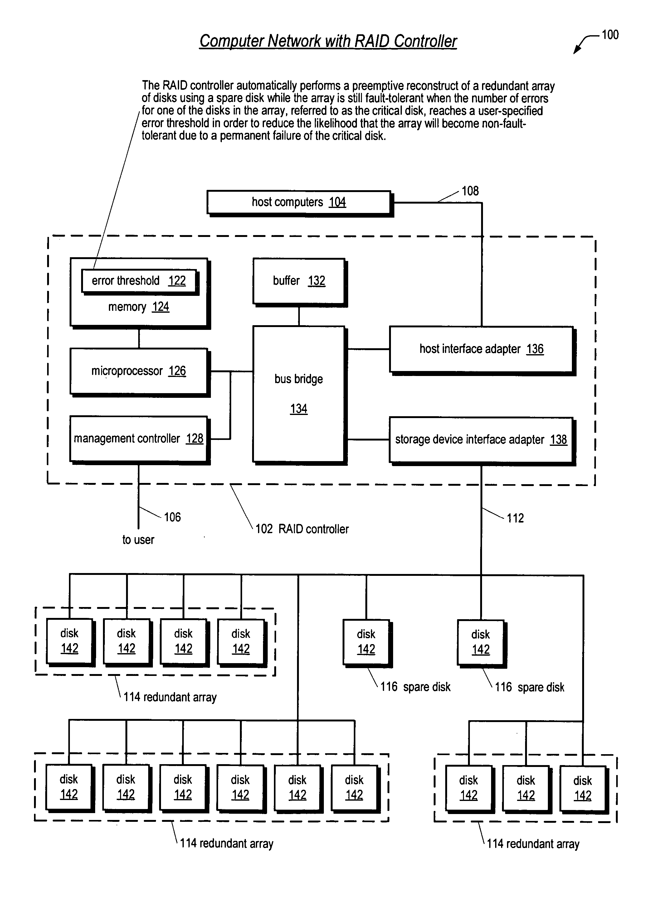 Apparatus and method for performing a preemptive reconstruct of a fault-tolerand raid array