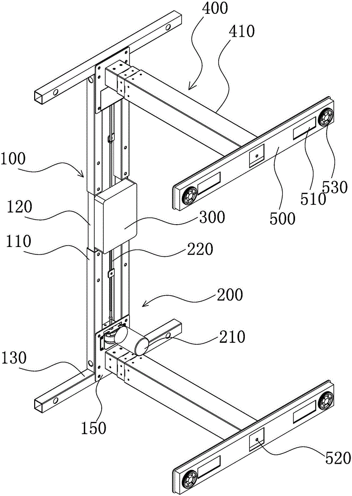 Single-motor three-tube office table capable of rising and falling