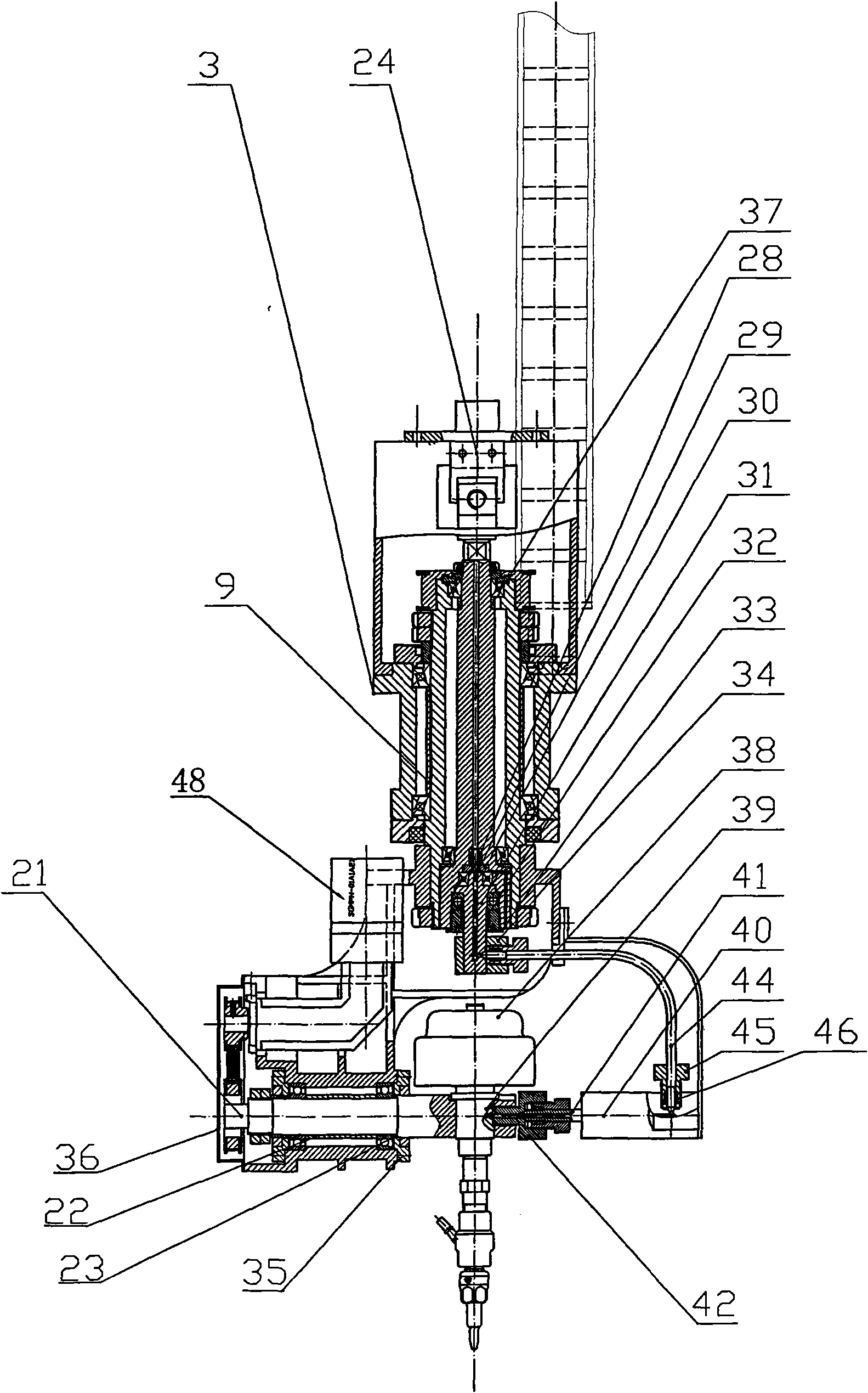 Five-axis controlled motion control mechanism of water cutting head with functions of rotation and swing