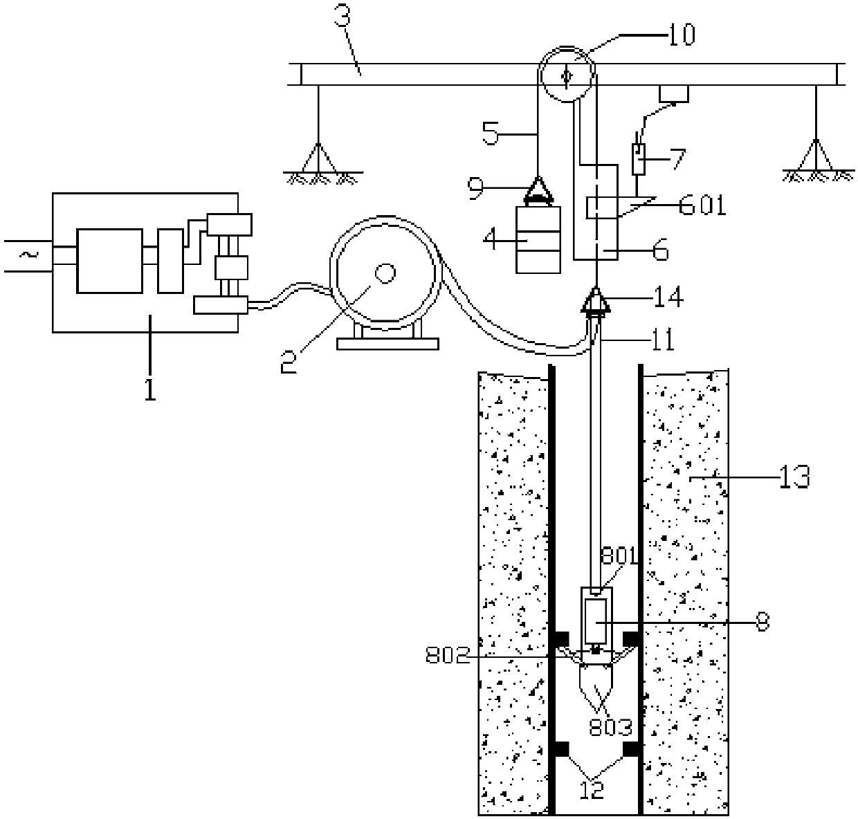 Hanging-type electric displacement measuring device