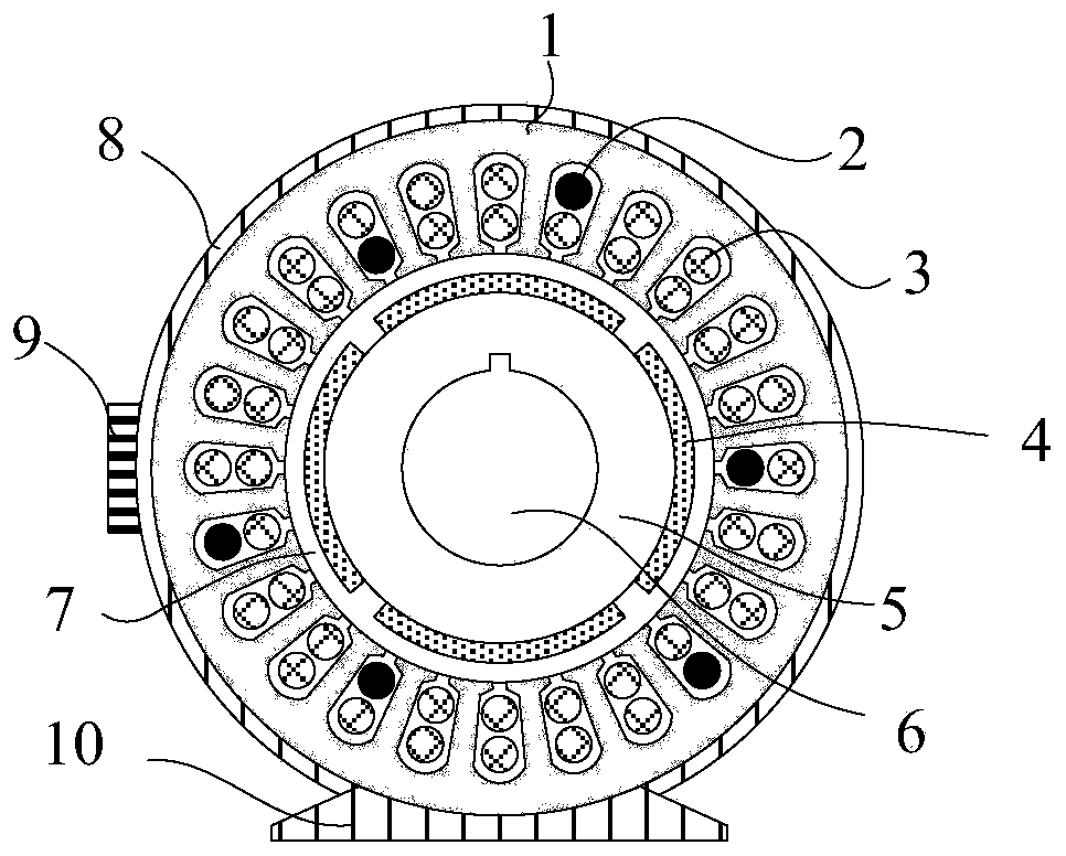 Permanent magnet motor structure and method capable of detecting permanent magnet demagnetization and rotor eccentricity faults