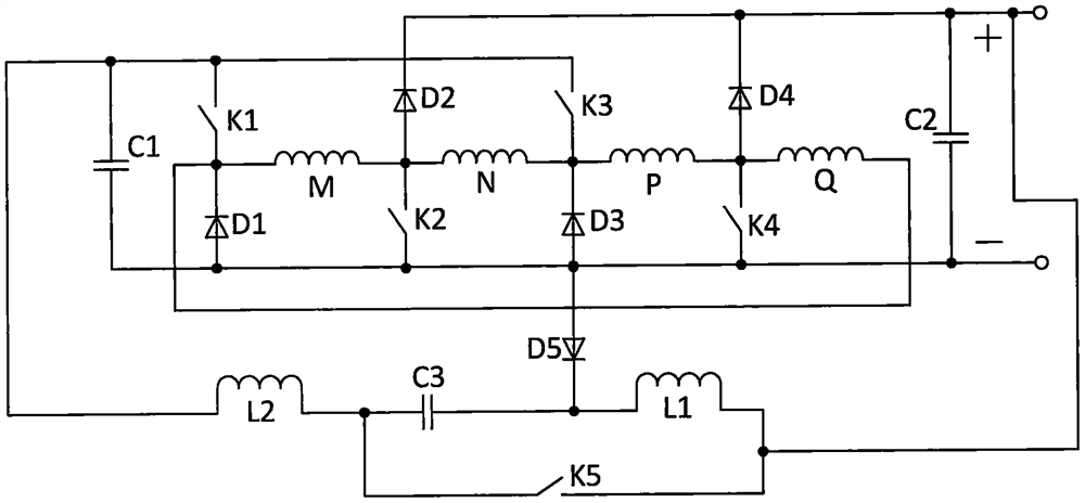 Four-phase switched reluctance generator converter and control method thereof