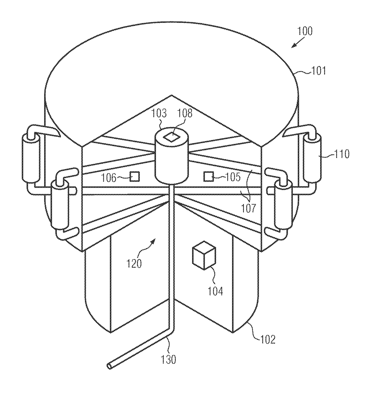 Blow molding machine with internal tempering device