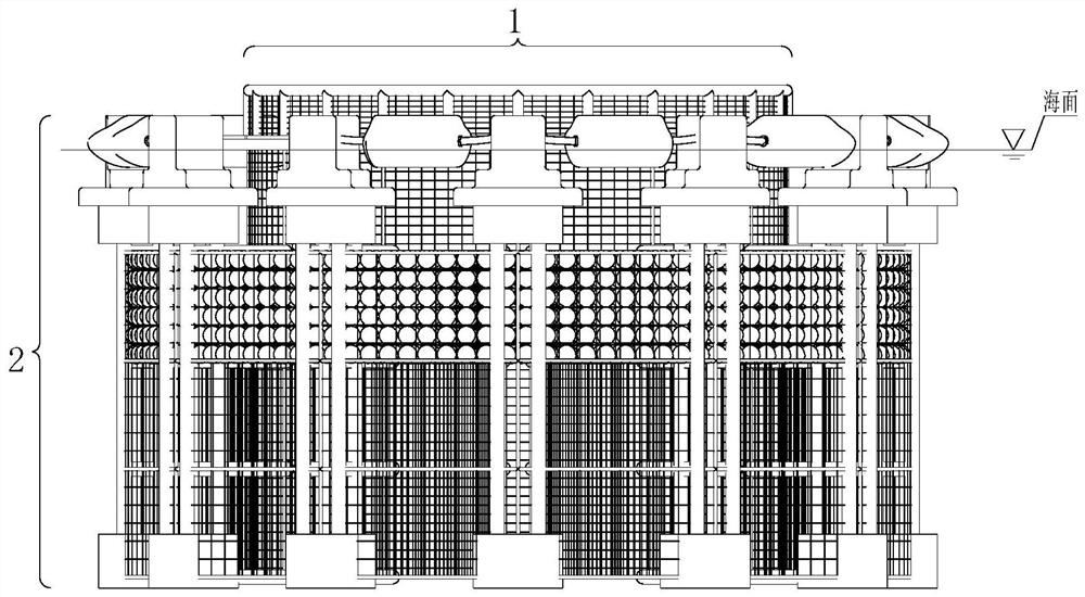 A large-scale aquaculture fishing net suitable for harsh sea conditions with the function of anti-wave and current-blocking power generation