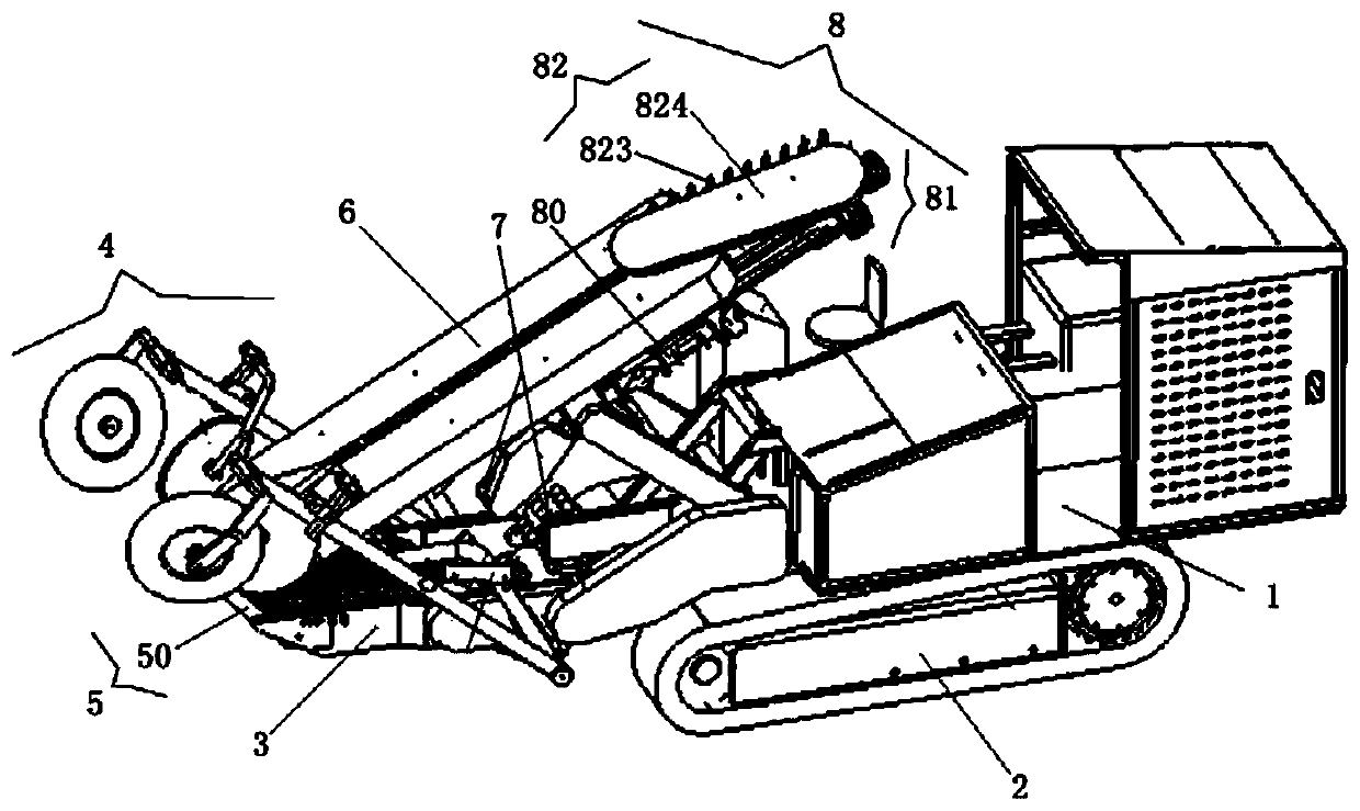 A conveyor system for a fully automatic crawler-type green onion harvester