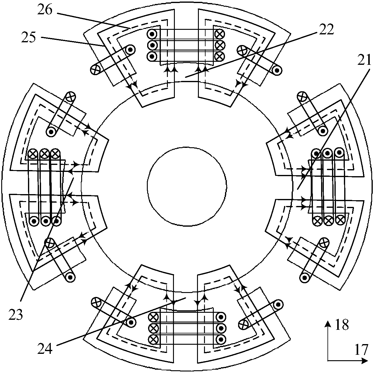 A hybrid radial tapered magnetic bearing switched reluctance motor and its control method