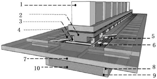 Open type sinking air floatation platform overhead floor overhanging vibration damping system