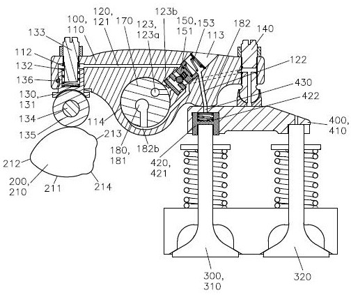 Overhead cam engine self-resetting single-valve double-piston hydraulic drive device and method