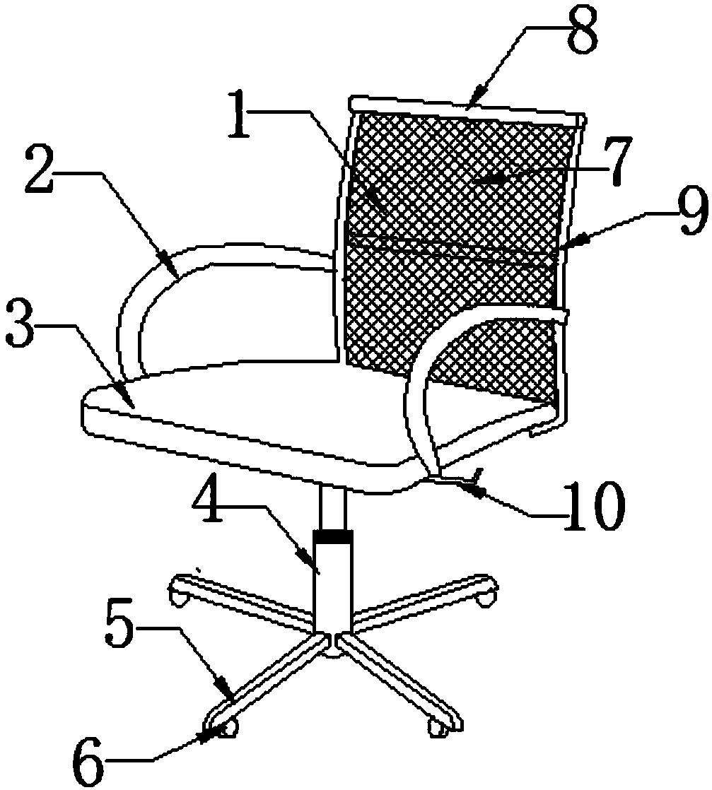 Office chair with cloth clamping side tubes