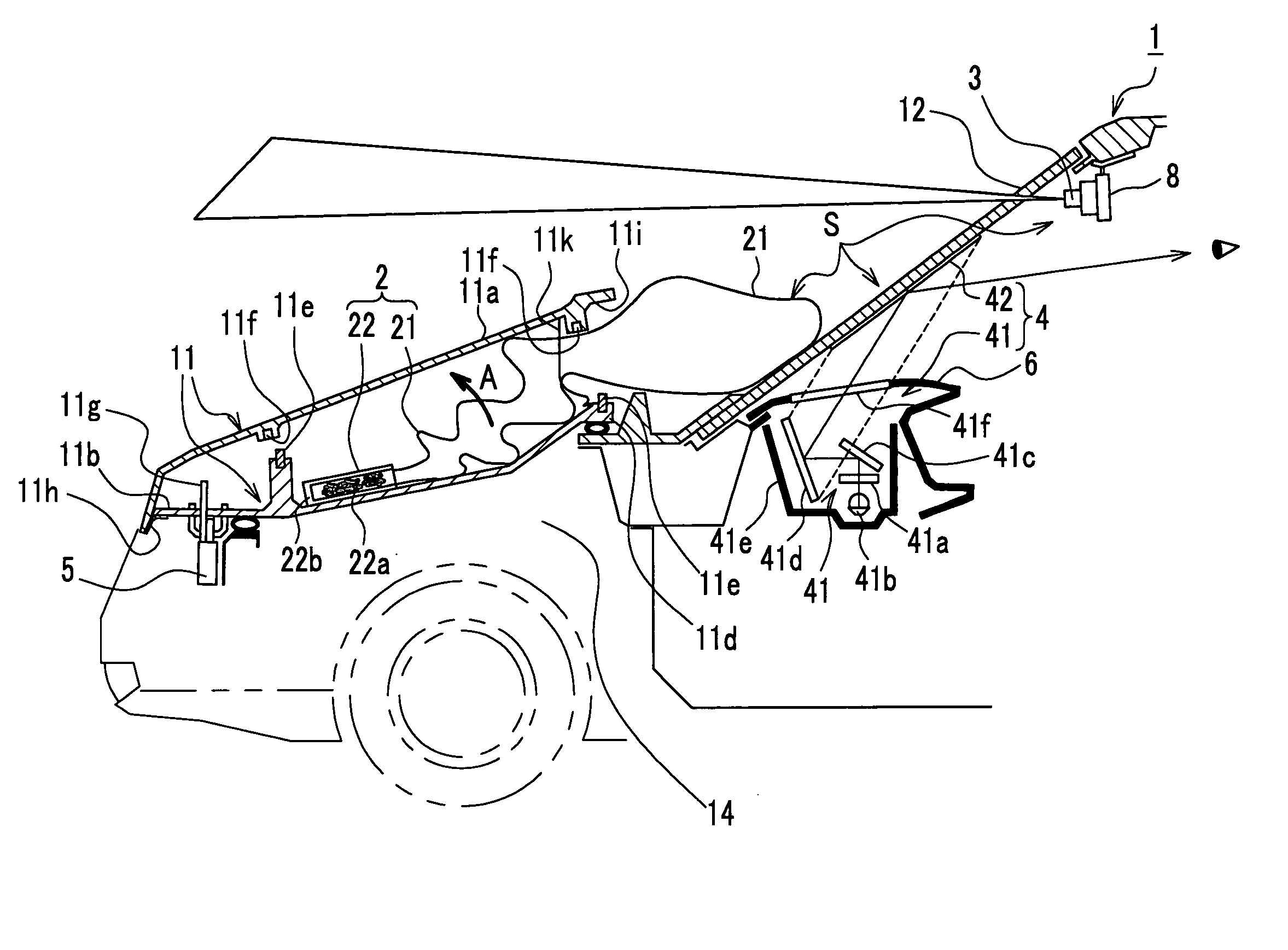Apparatus for a vehicle for protection of a colliding object