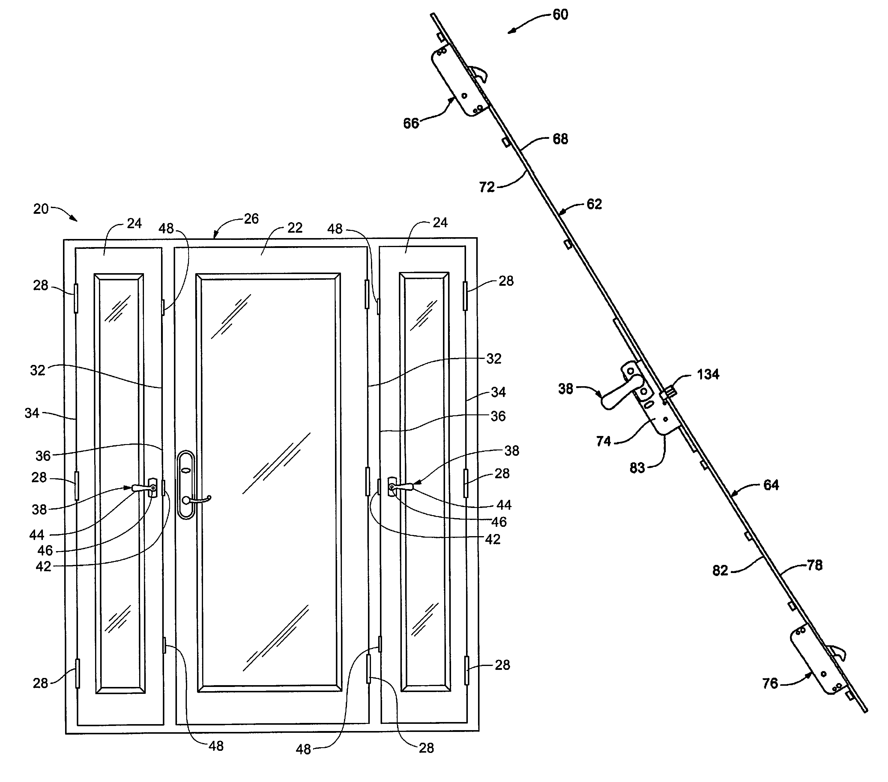 Hardware for a hinged light panel