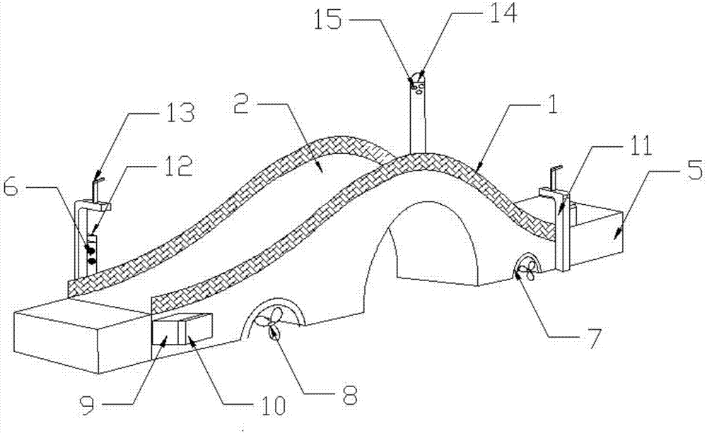 Electricity generating arch bridge with automatic cleaning function