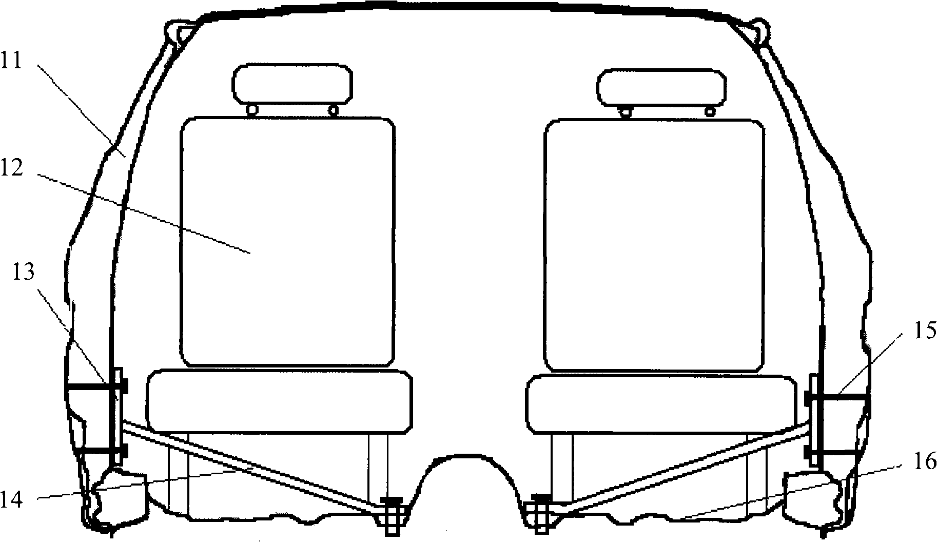 Passenger car edge blow seat tilting device and passenger car with the tilting device