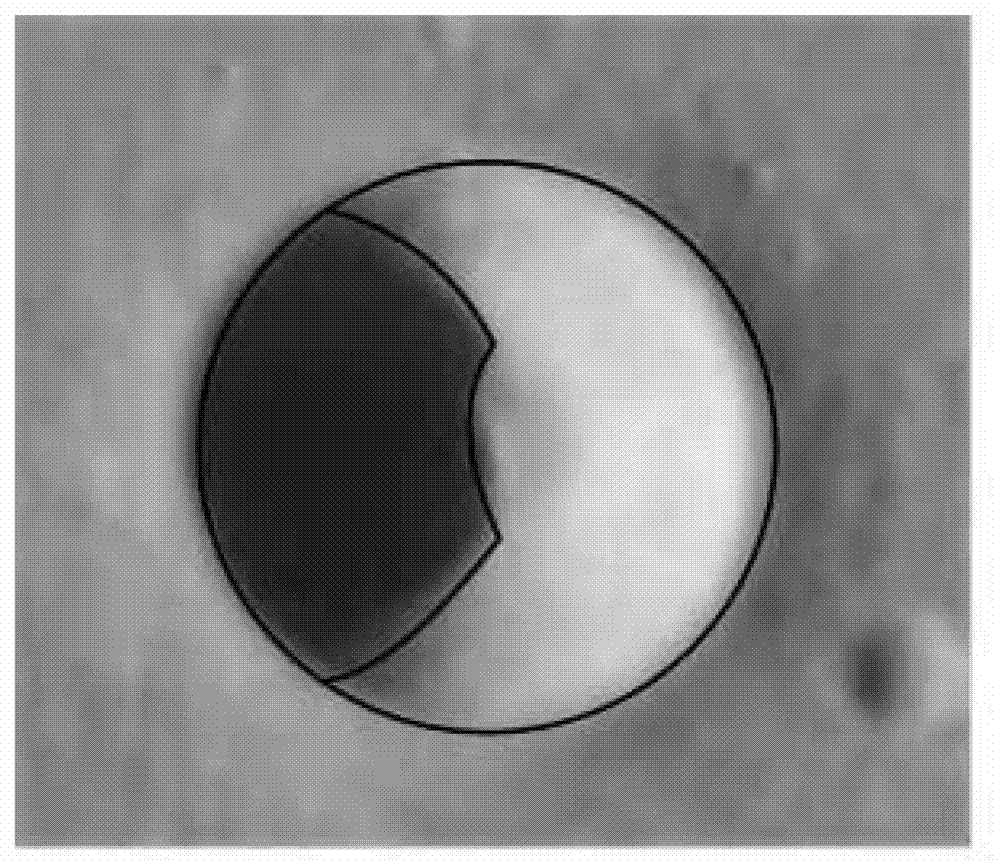 Meteor crater mismatching determination method based on ratio of shaded area to external-contour area