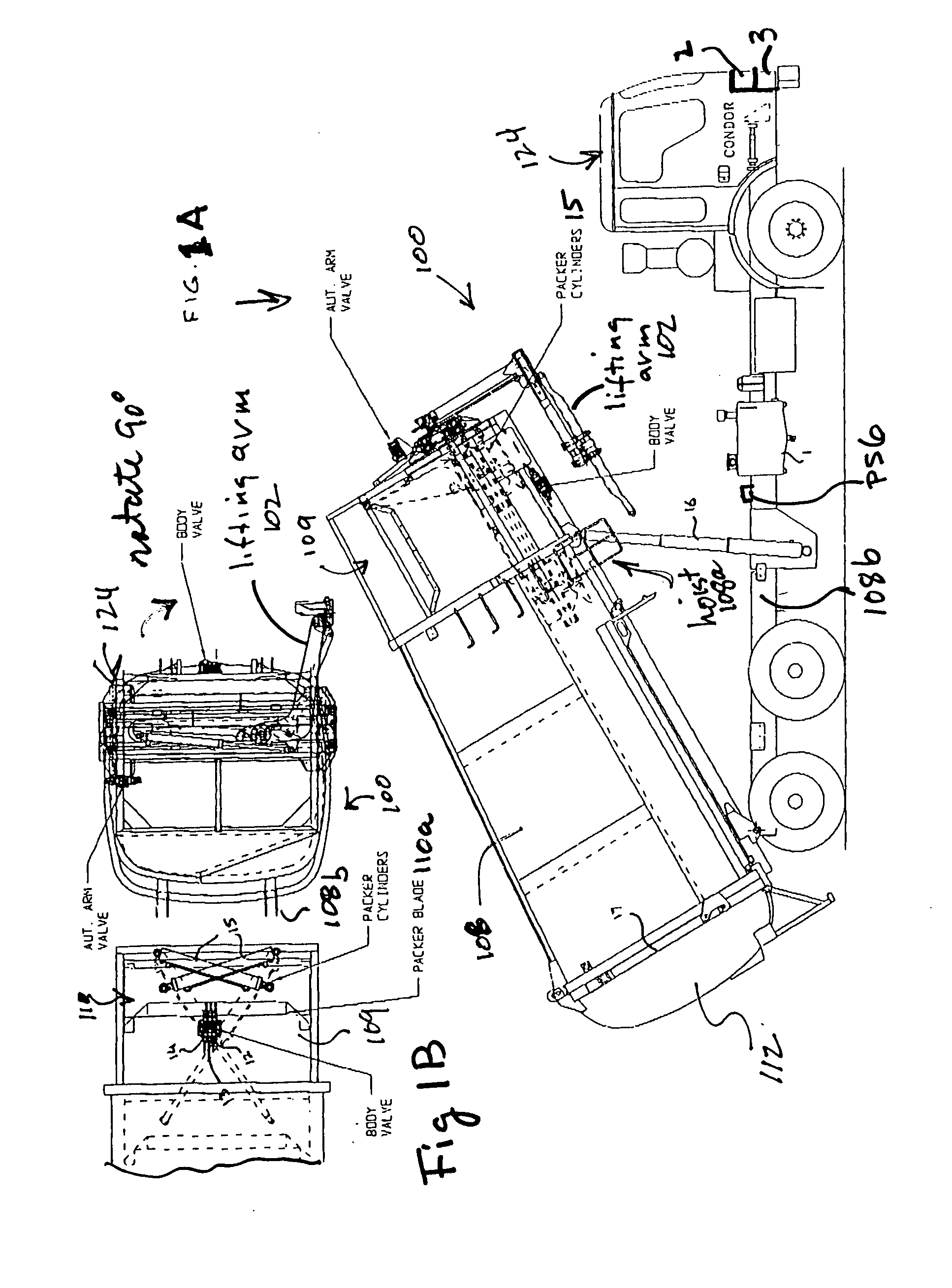 Hydraulic control system for refuse collection vehicle