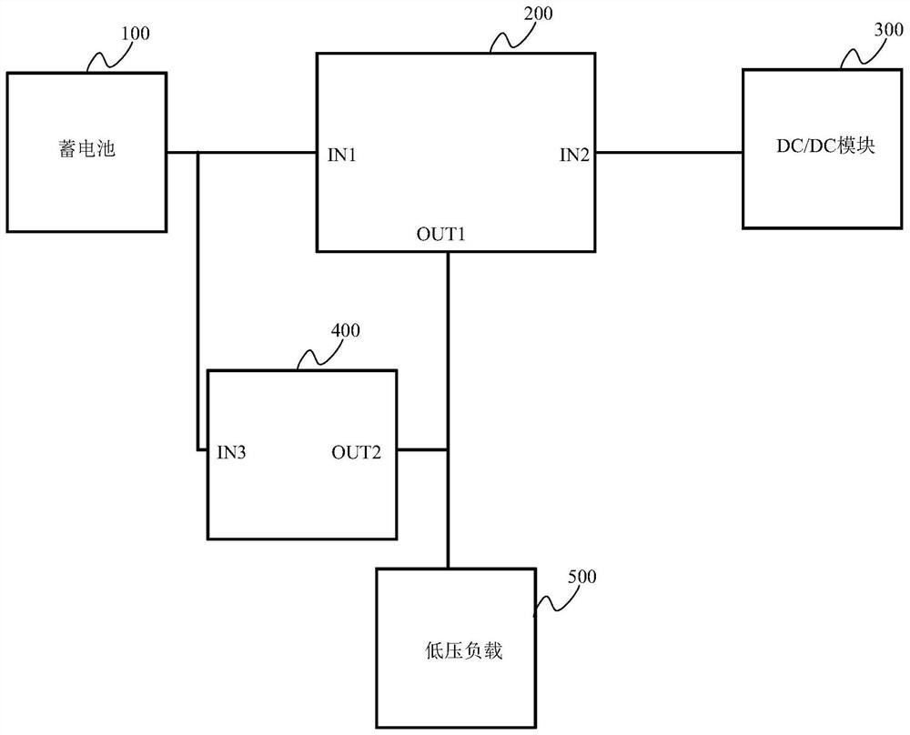 Power supply control device, low-voltage power supply system and motor vehicle