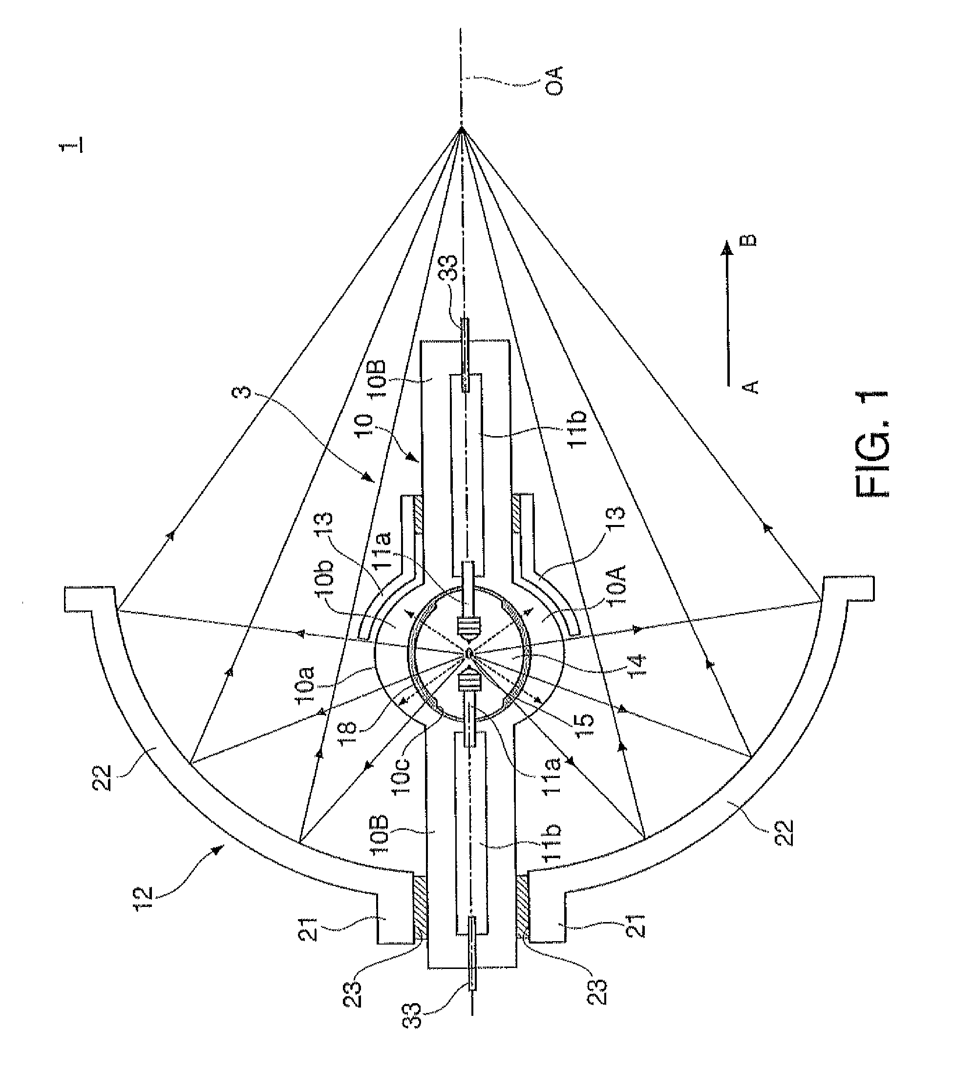 Discharge lamp, light source device and projector