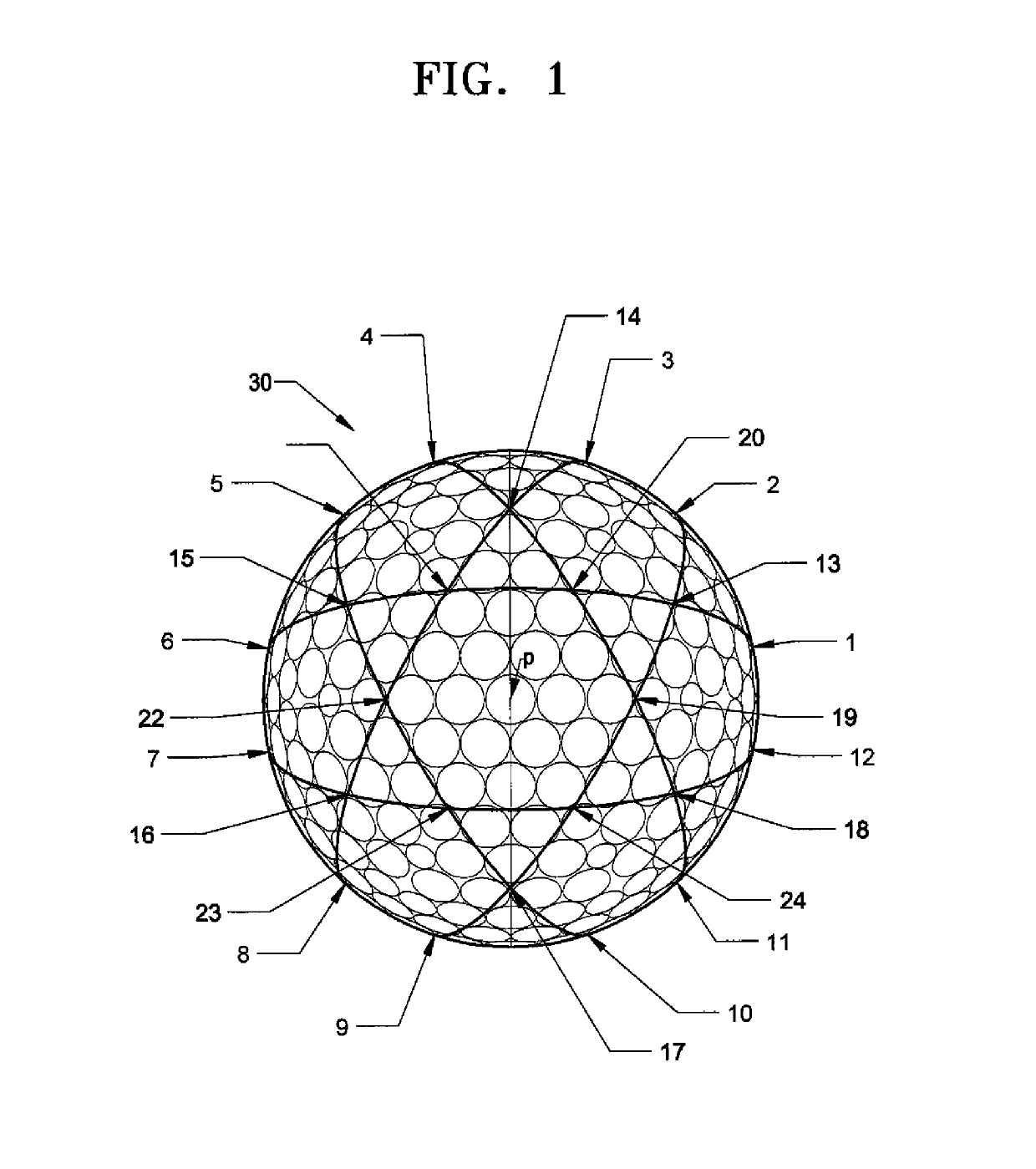 Method of dividing spherical surface of golf ball, and golf ball having surface divided by method