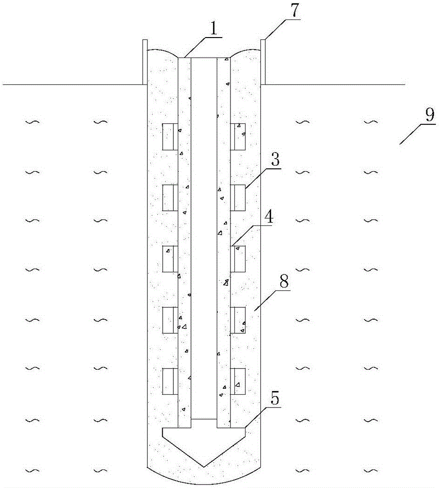 Prefabricated pile with external hoops and filled with sand-gravel aggregates, and construction method thereof