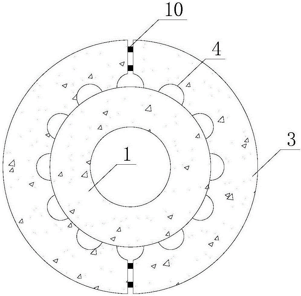 Prefabricated pile with external hoops and filled with sand-gravel aggregates, and construction method thereof