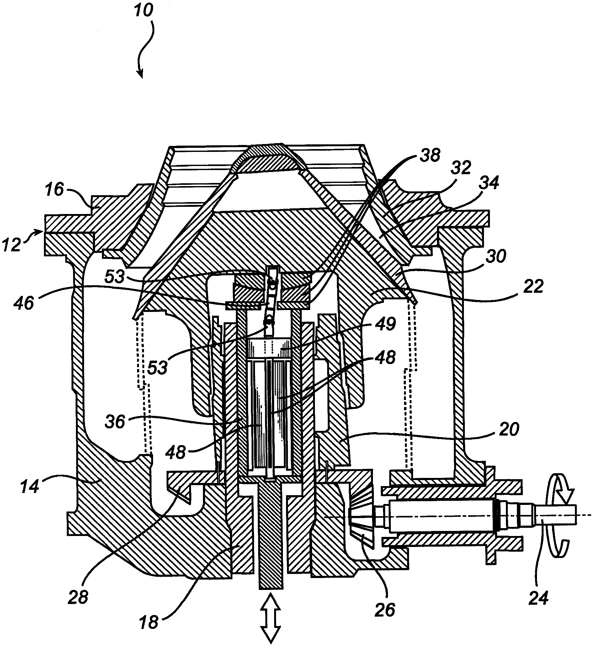Gyratory crusher with arrangement for restricting rotation