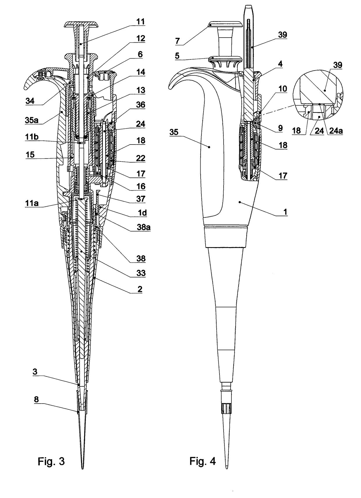 Mechanical pipette with adjustable volume value of aspirated liquid