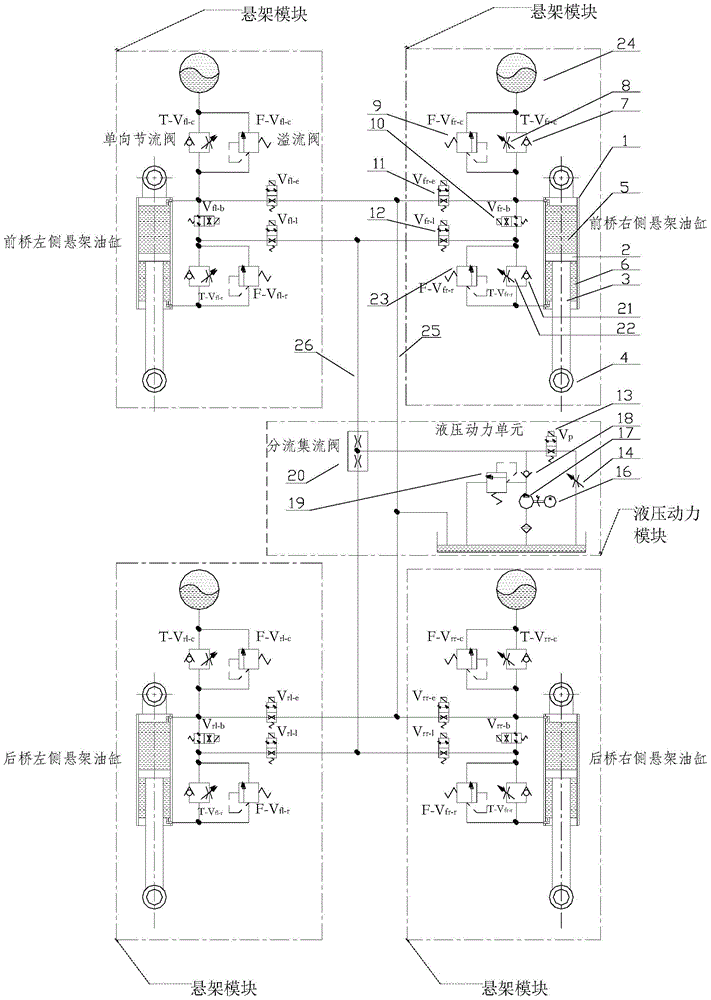 Retractable hydropneumatic suspension system and control method for wheeled amphibious vehicle