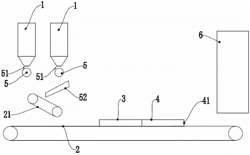 Material distribution device and method for polished tiles