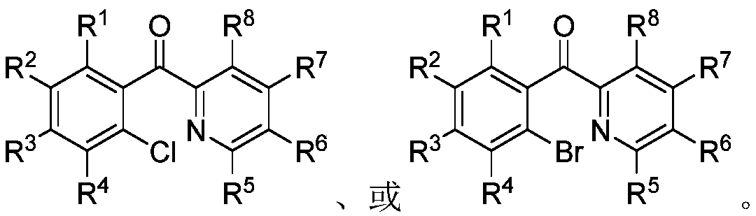 Ortho-halogenated phenylpyridine ketone compound and preparation method thereof