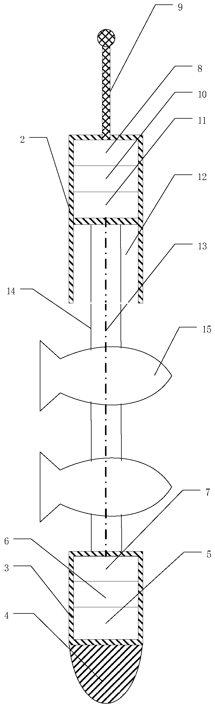 Mobile co-vibrating type vector detection underwater acoustic buoy