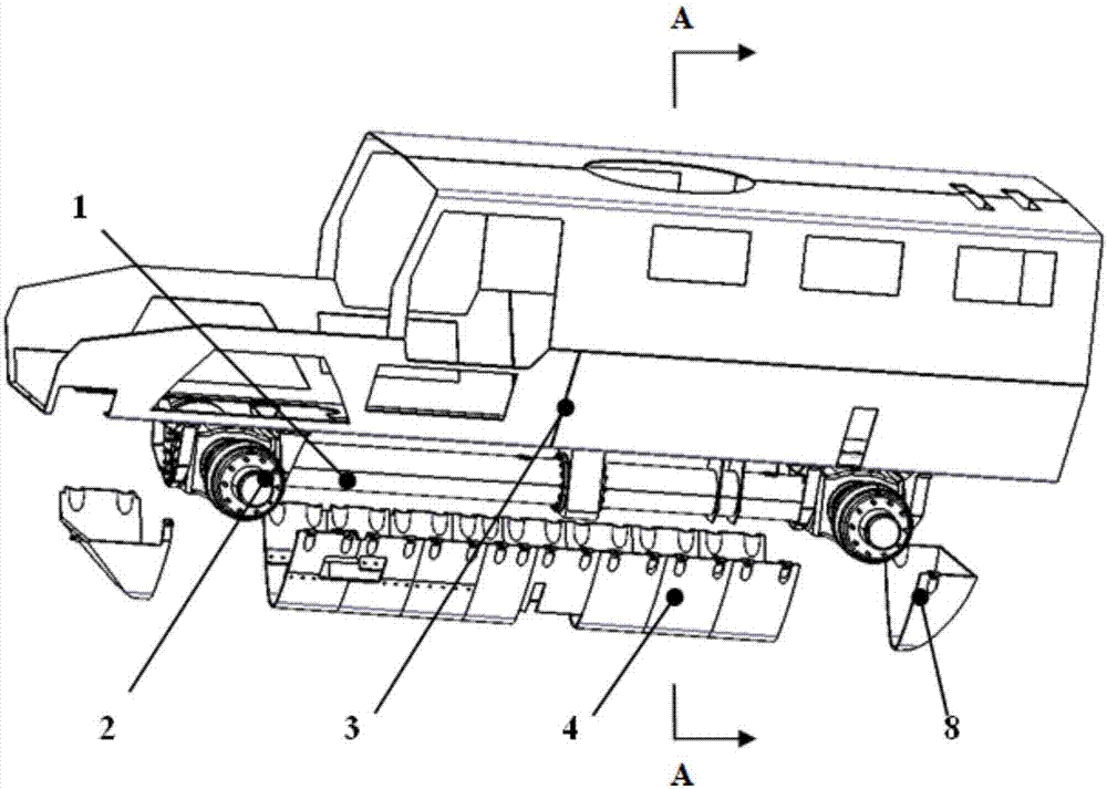 Armored vehicle with central spine girder driving double-V-shaped multistage small-angle lightning protection structure