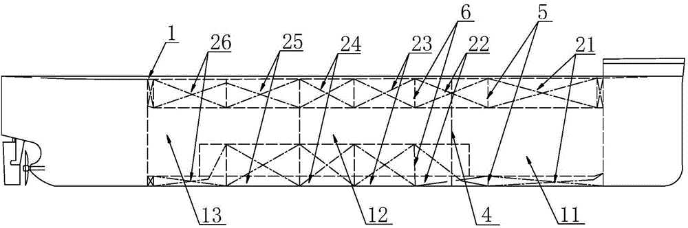 Liquefied gas carrier cargo compartment and ballast compartment layout scheme