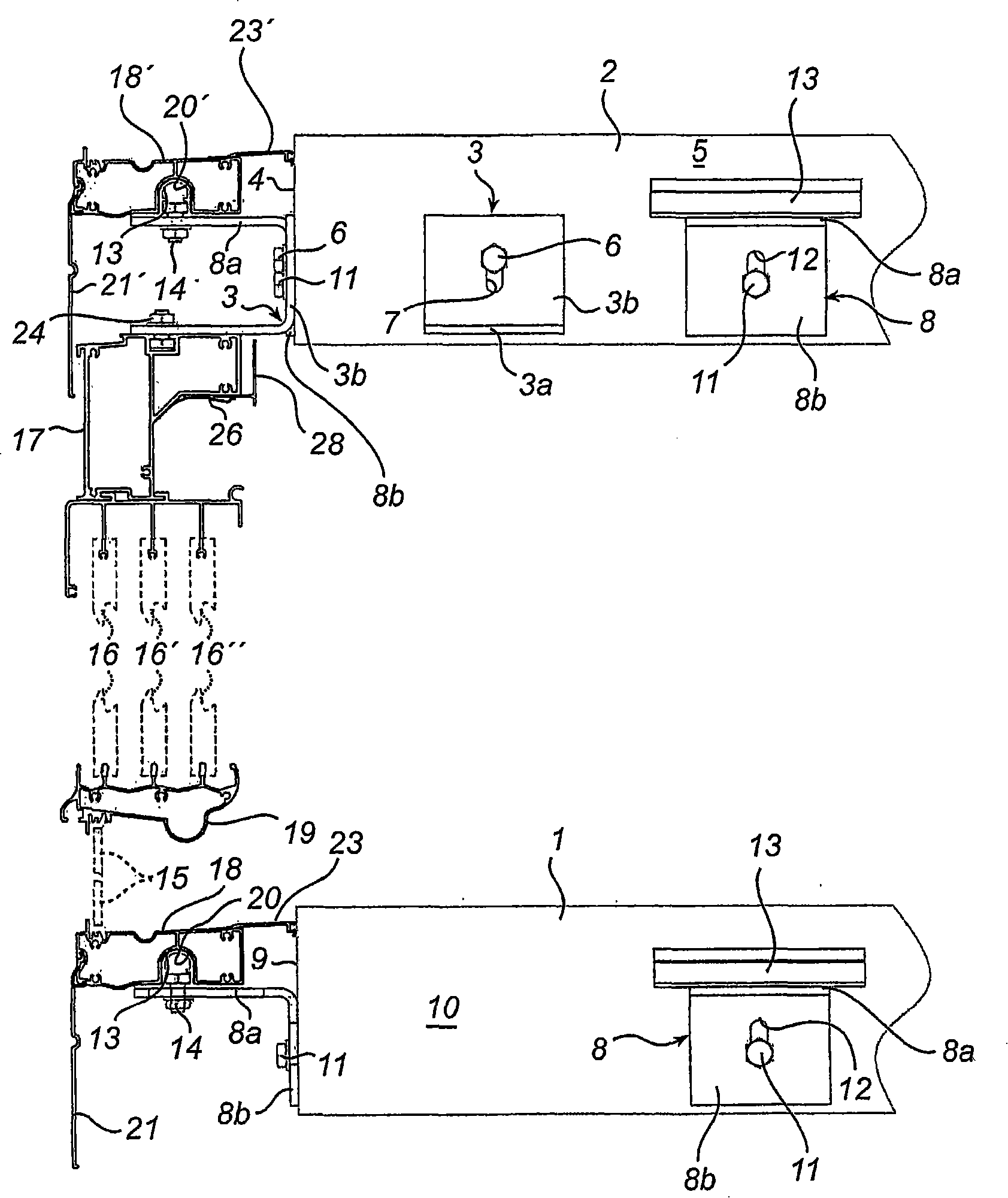 Frame device for use in building-in a balcony