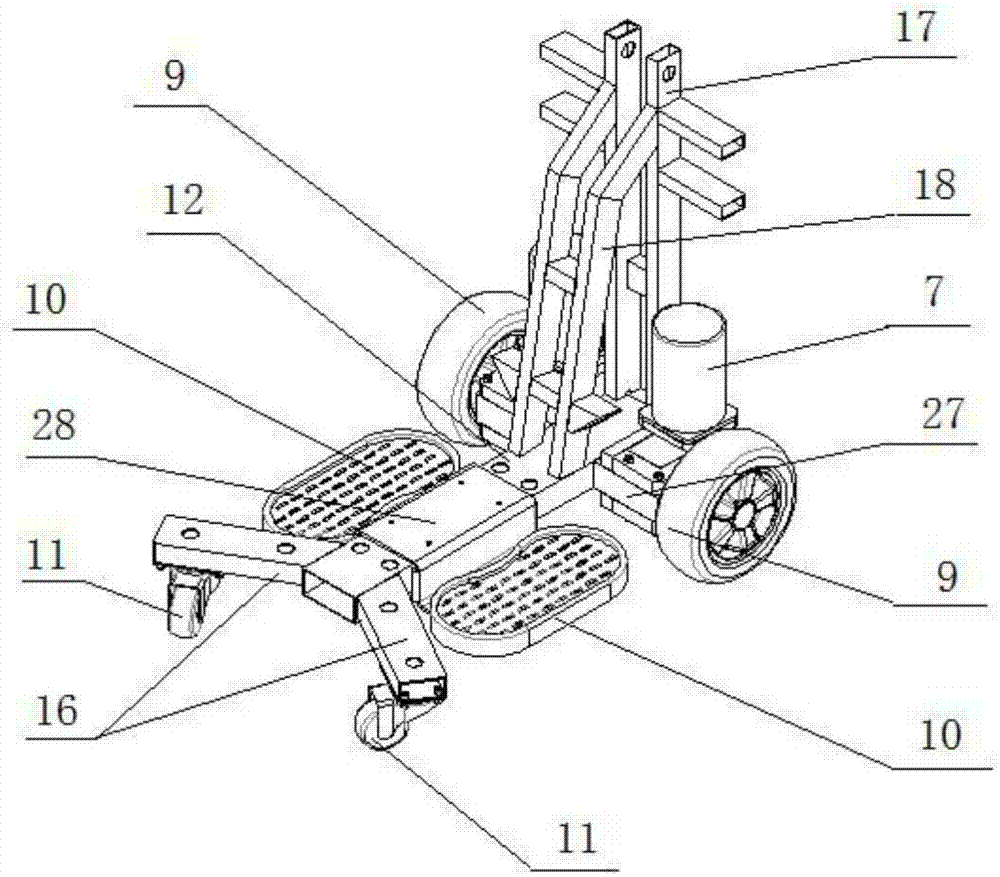 A standing rehabilitation wheelchair