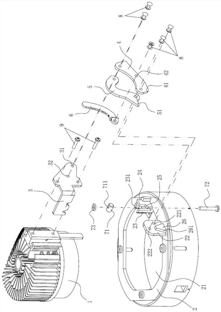 Angle adjusting device for lamp body of recessed lamp