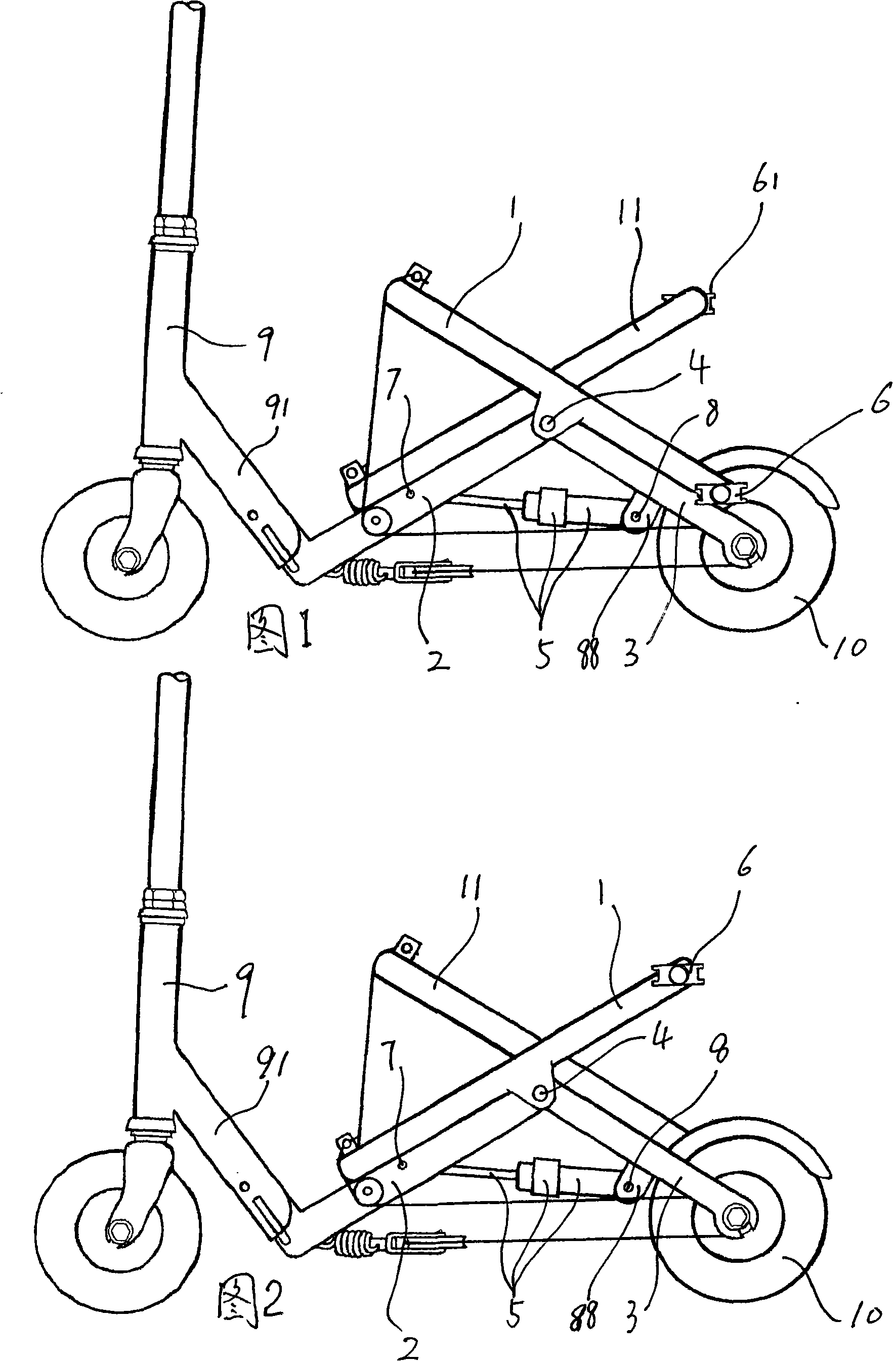 Folding vehicle frame