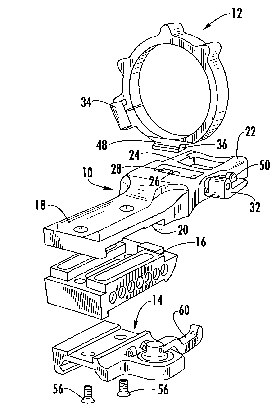 Detachable mount for a telescopic firearm sight