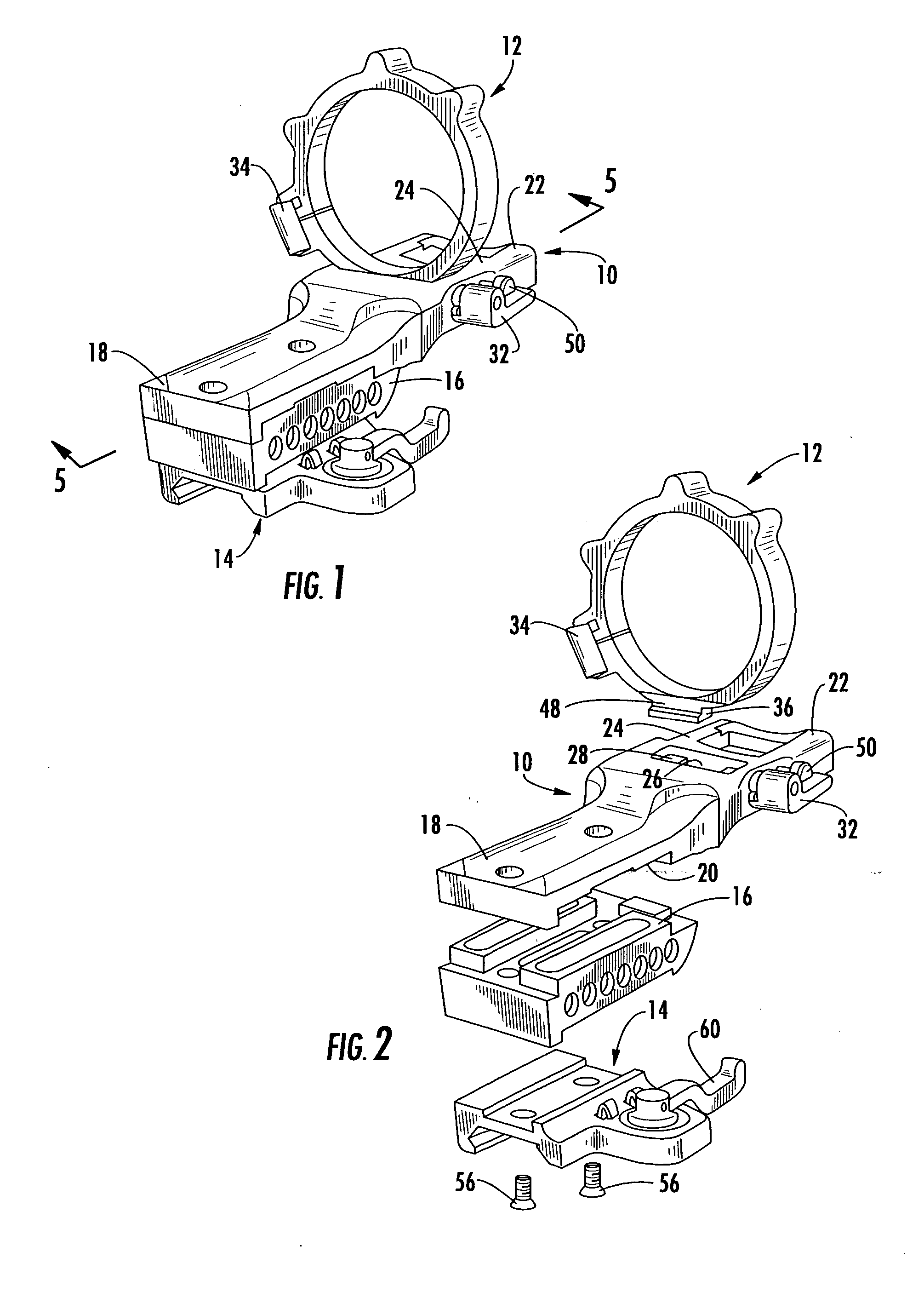 Detachable mount for a telescopic firearm sight