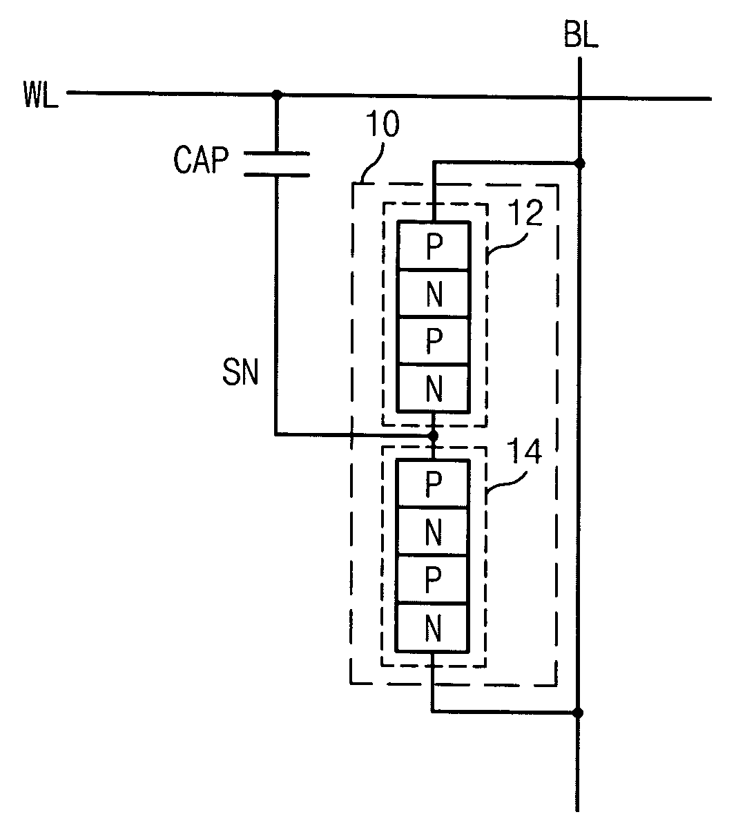 Nano tube cell, and semiconductor device having nano tube cell and double bit line sensing structure