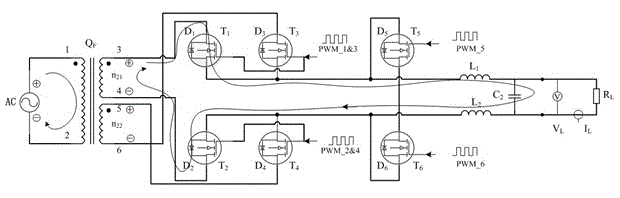 Novel AC-AC power conversion topology principle structure and control method thereof