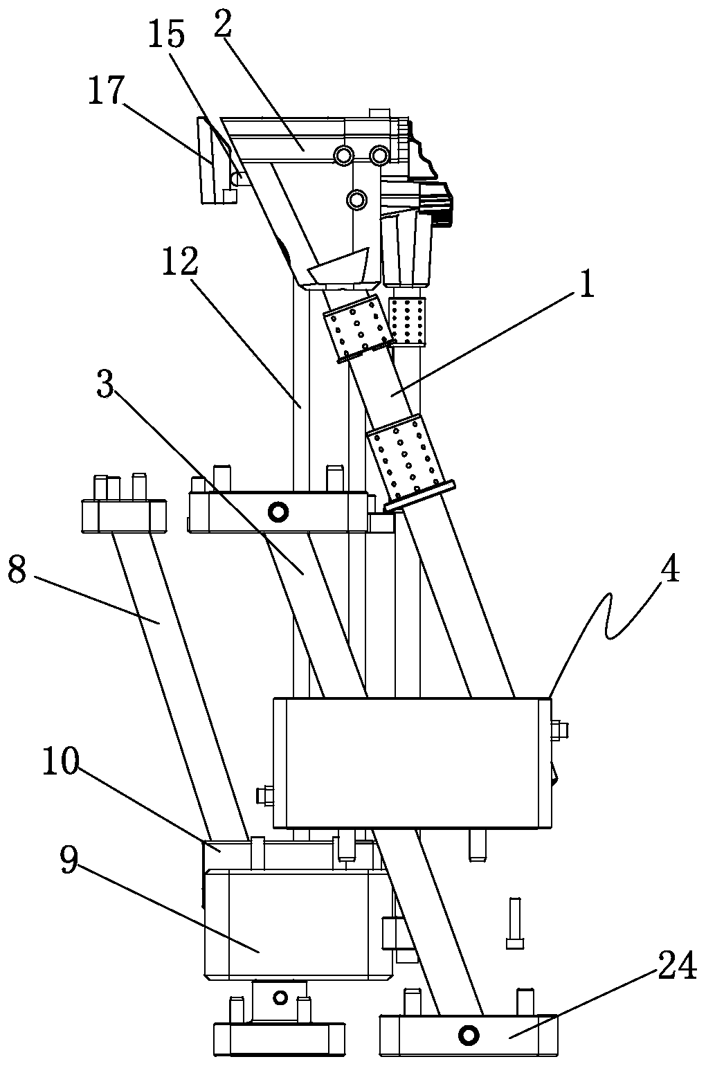 Large-angle demoulding mechanism for inclined-plane deep ribs and large-angle support parts of automobile decorative panels